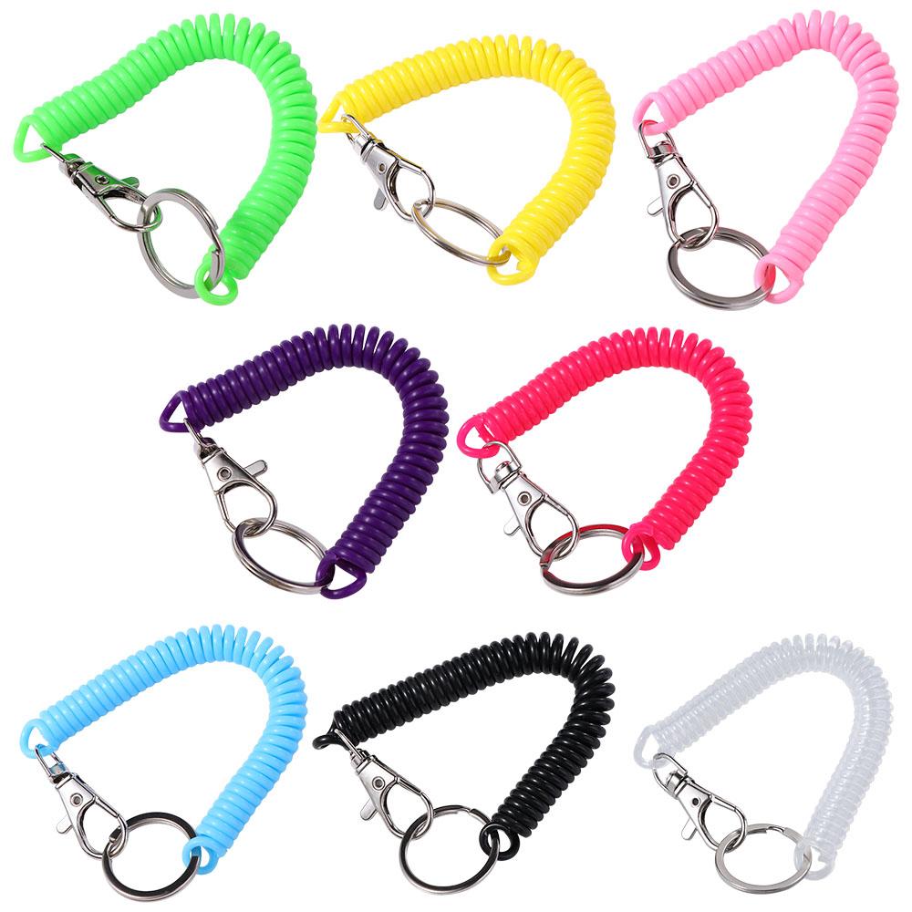 Keychain Lanyard Spiral Spring Coil Keyring Key Hooks Stretch Spring Coil Anti-lost Lobster Clasp