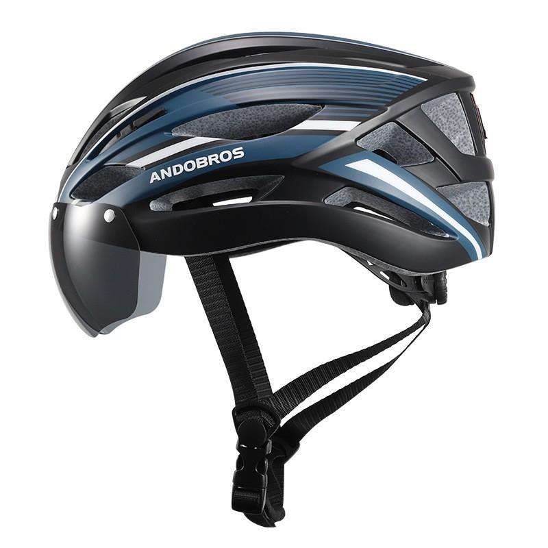 Integrated Cycling Helmet With Magnetic Detachable Visor Front/Rear LED Lights Mountain Road Biking Unisex Adult Size