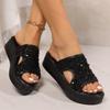 Fashion Women's Slippers Summer Casual Flip-Flops Wedge Bling Chunky Sandals Open Toed Platform Outdoor Non Slip Fashion Beach Slippers
