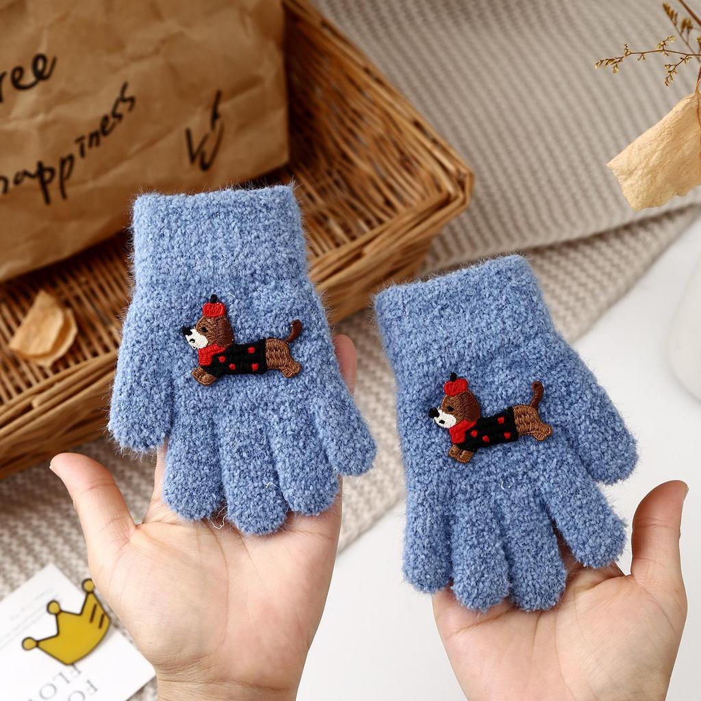 Детские зимние перчатки в корейском стиле с милым медведем - Теплые, Защищающие от холода, Пятипалые для мальчиков и девочек