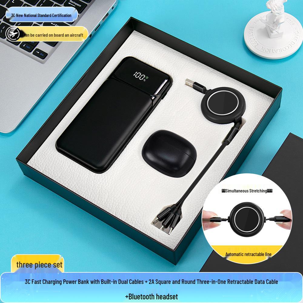 Сувенир Года Лошади: Сертифицированный 3C набор Power Bank с быстрой зарядкой и встроенным кабелем в качестве подарка на ежегодное собрание для клиентов