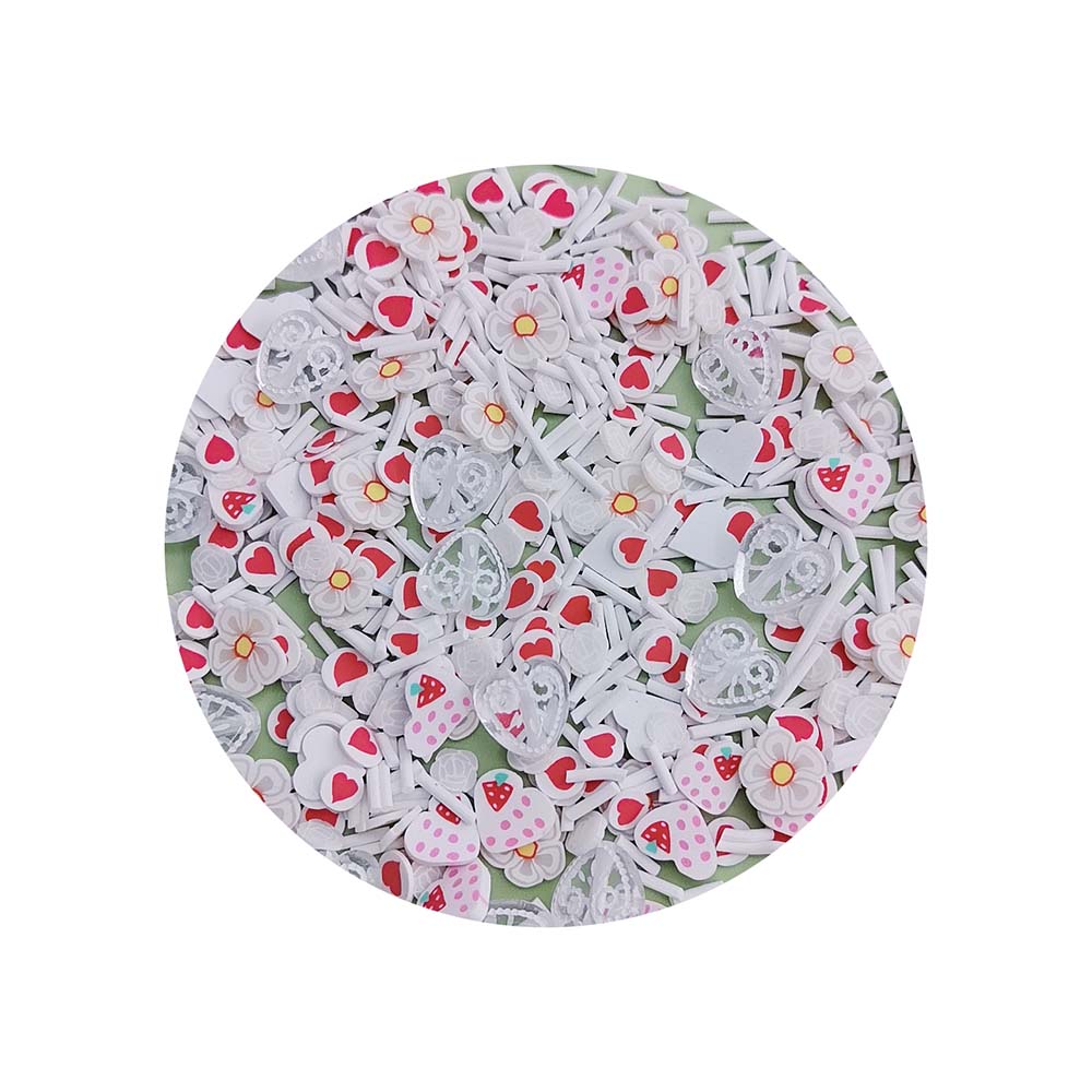 1kg White Heart Mixed Flowers Scrapbooking DIY Soft Clay Pieces Fun for Kids and Adult Crafting