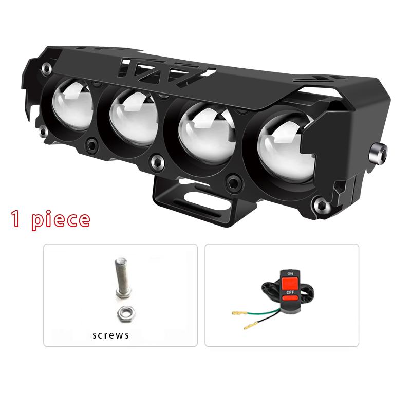 Spotlights Led 4 Lens Motorcycle Headlights Hilow Beam Driving Fog Light For Atv Scooter Trucks Suv Accessories Running Lights