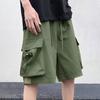 Мужские шорты-карго с эластичной талией, регулируемые на шнурке, широкие шорты с карманами, однотонные, свободного кроя, повседневные шорты