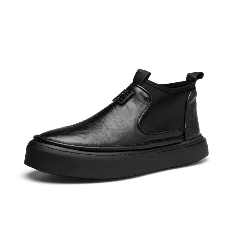 2025 прямая поставка первый слой коровьей кожи повседневная обувь для скейтборда новая мужская обувь с высоким верхом черная дышащая мужская кожаная обувь корейской версии