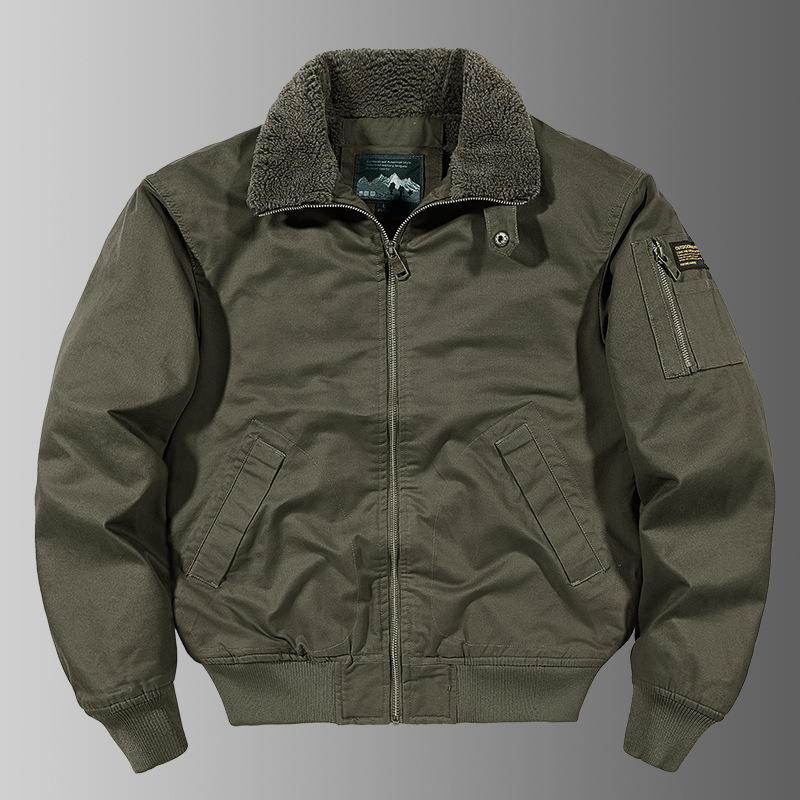 Autumn and Winter New Men's Trendy American Tooling Top Casual Cotton Clothes Piled Thickened Thermal Jacket Jacket