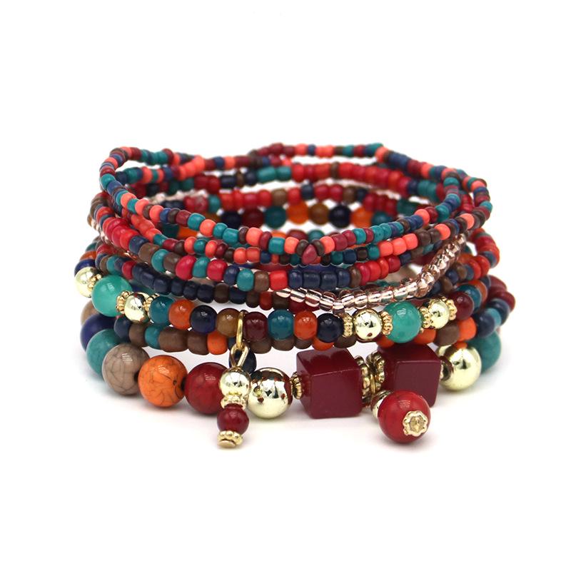 Bohemian Multilayer Turquoise Beaded Bracelet - European & American Travel Jewelry