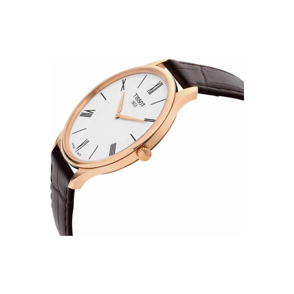 Tissot Коллекция Junya Мужские кварцевые часы Часы 39 мм Белый циферблат Ремешок из натуральной кожи T063.409.36.018.00