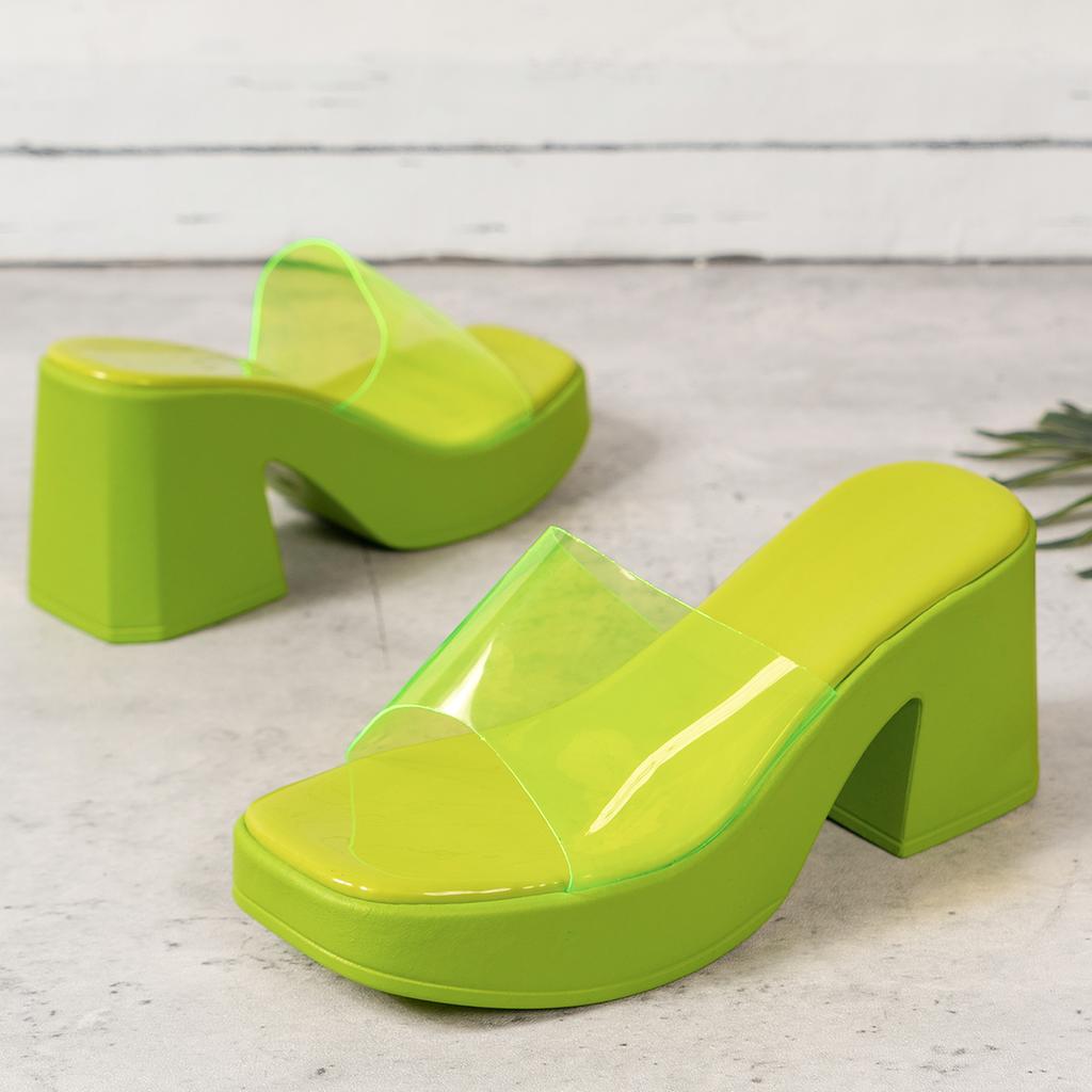 Fashion 2024 New Design Summer Ladies Pump Sandals PVC Jelly Slippers Open Toe High Heel Women's Transparent Slippers Shoes for Women