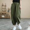 Summer New Literary and Retro Loose and Thin Closed Straight-leg Pants Elastic Waist Nine-point Pants Women