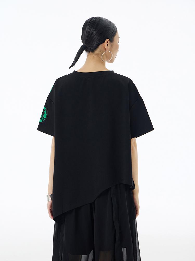 Xitao Необычная повседневная футболка контрастного цвета в горошек, свободный женский топ ZY8822