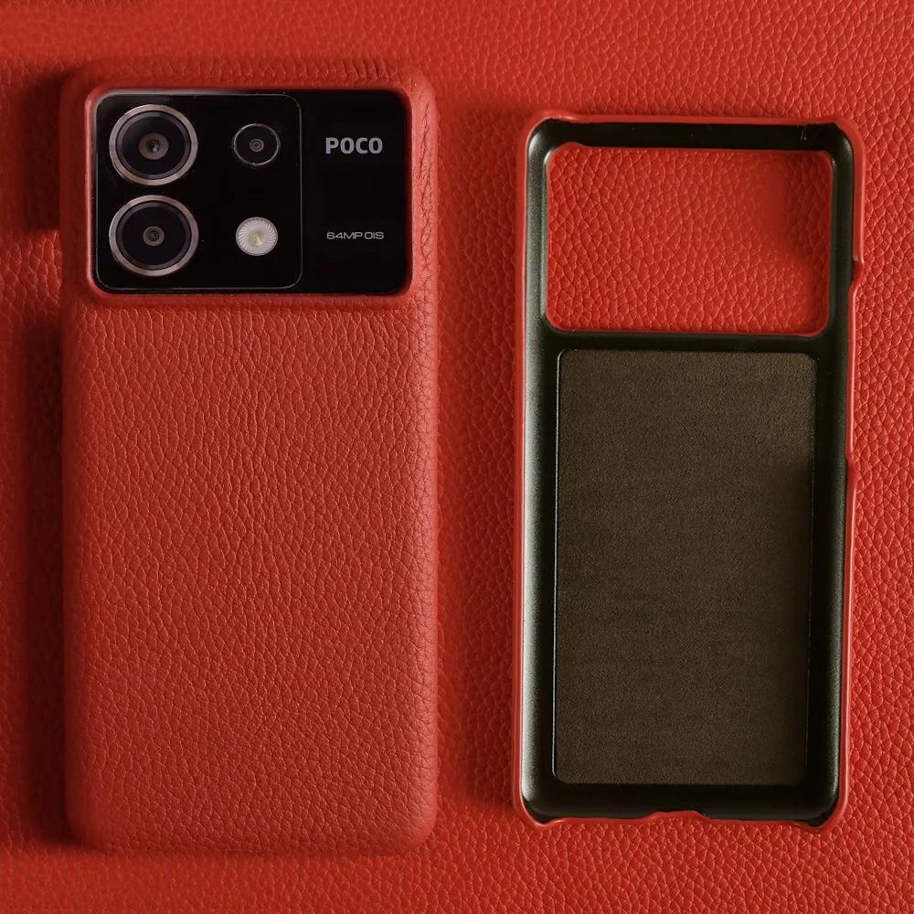 For POCO F8 Ultra Case Business Genuine Leather Cover For Poco F7Pro POCO X6 M5 M6Pro X4Pro F2Pro Back Coque Shockproof Fundas