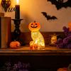Small Desktop Atmosphere Light Lighted Pumpkin Cat Figurine, Spooky Halloween Tabletop Resin Sculpture, Party Table Centerpiece Autumn Fall