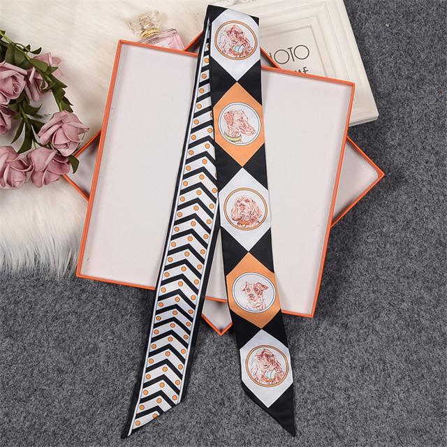 Brand Horse Bag Scarf 2024 New Design Wow Women Luxury 100% Silk Scarf Fashion Headwear Skinny Hair Scarves Neckerchief