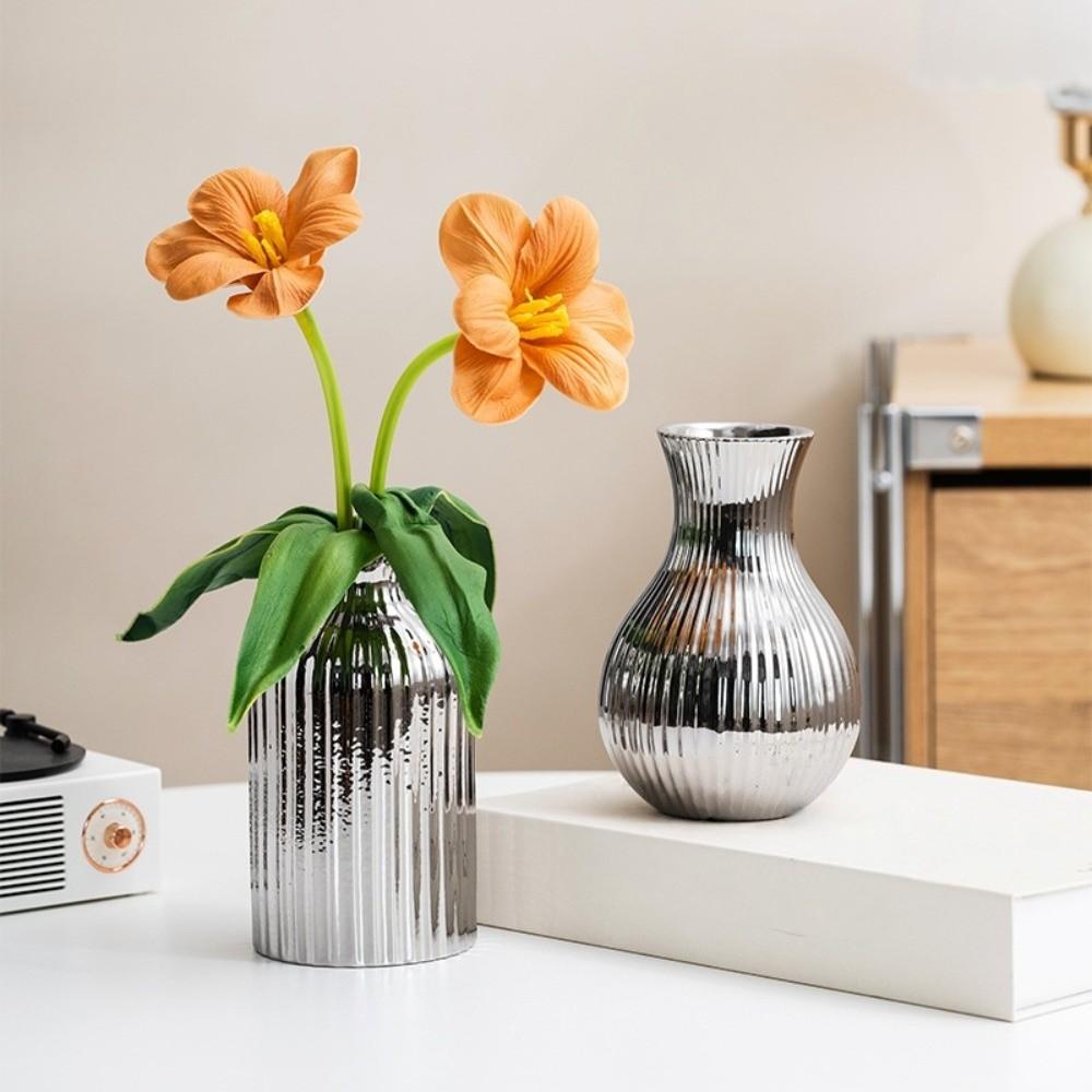 Floral Arrangement Flowerpot Minimalism Tabletop Decor Ceramic Electroplated Vase Home Decor