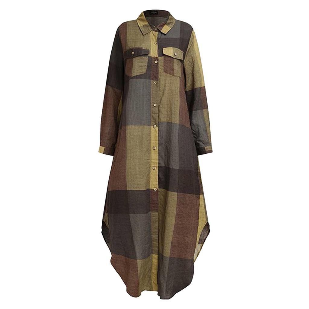 Модное женское повседневное свободное сексуальное платье с длинным рукавом и карманом на пуговицах