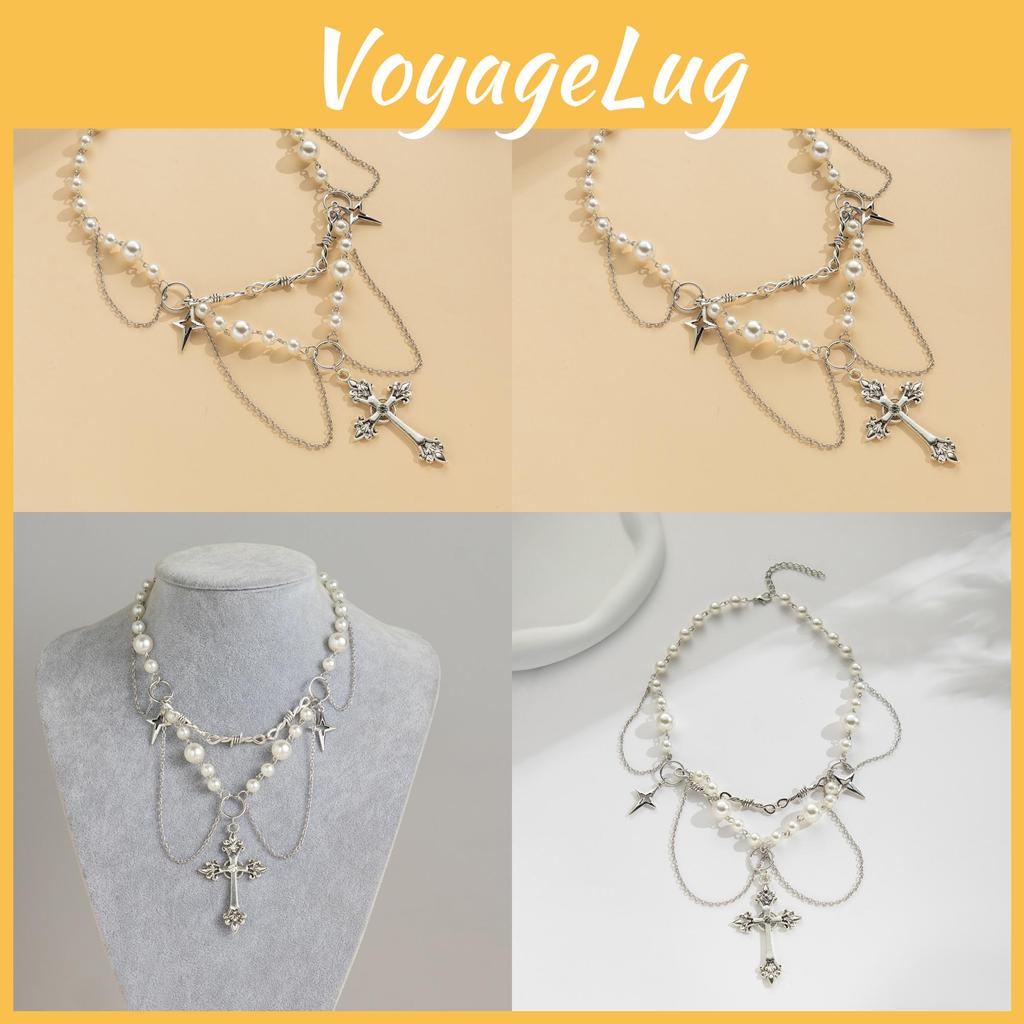 Eye-catching Multilayered Imitation Pearl Necklace With Heart And Star Charms For Fashion-forward Women