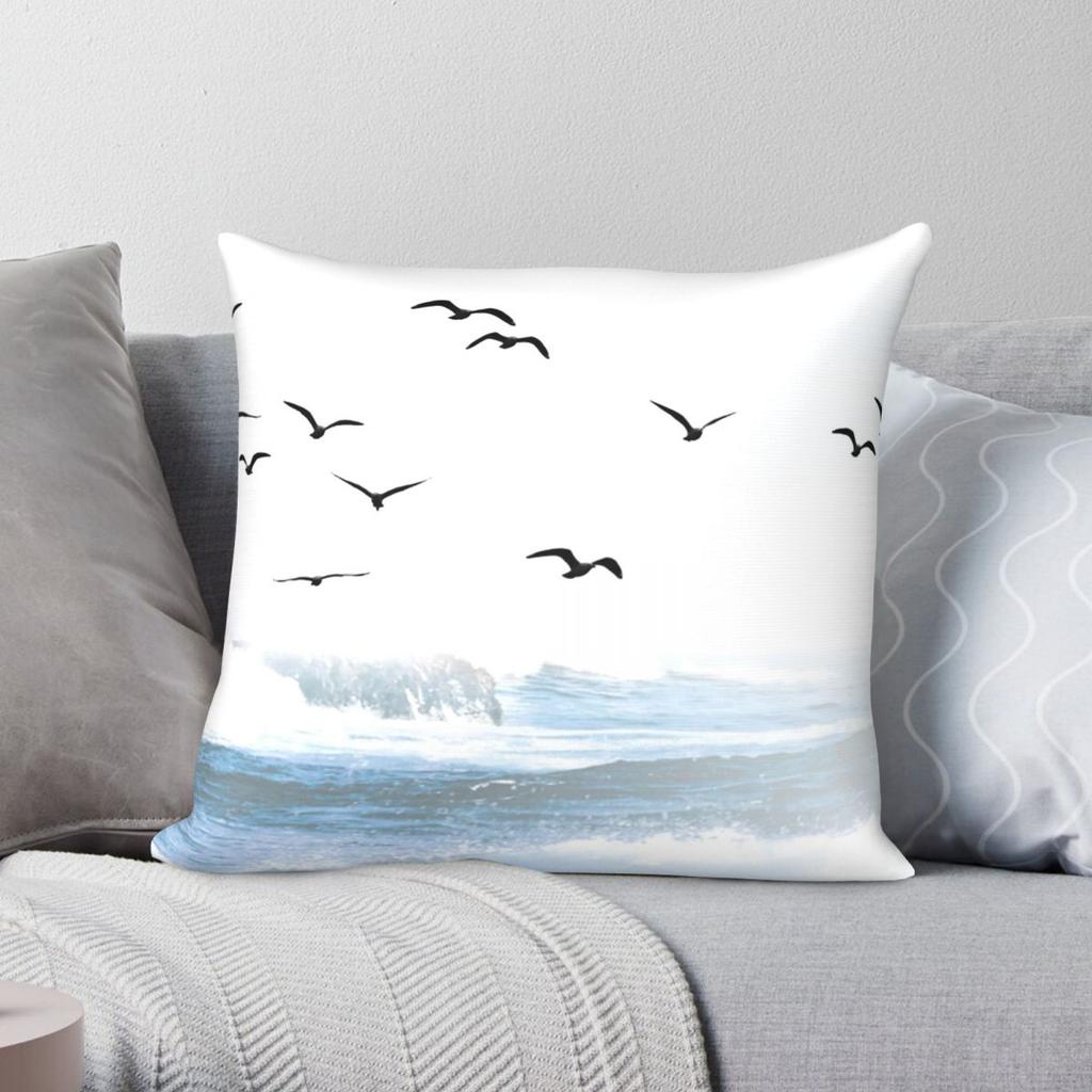 Seagulls In The Marina Pillowcase Polyester Linen Velvet Pattern Zip Decorative Throw Pillow Case Sofa Seater Cushion Cover