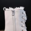 Women Winter Shoes Ankle Boots Leather Warm Plush Snow Boots Female Shoes Woman Chunky Platform Booties White Black