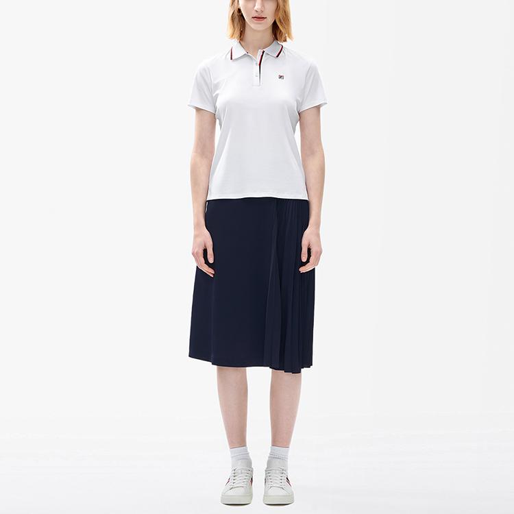 Fila Однотонная спортивная повседневная футболка-поло с коротким рукавом женские топы Белая F11W221104FWT