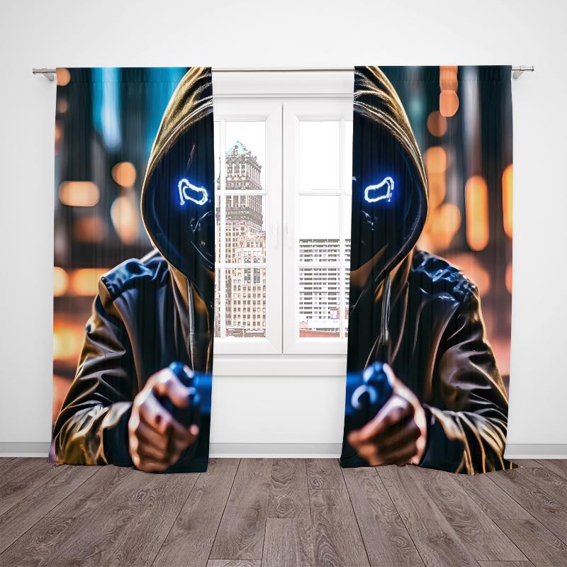 2 шт. - Светящиеся шторы с принтом игрока, шторы с кулиской 42*84, для спальни и гостиной, украшение дома, украшение комнаты