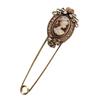 [R8499] - Brown 'Divine Camée' Designer Brooch - 7 Cm - 35x20 Mm