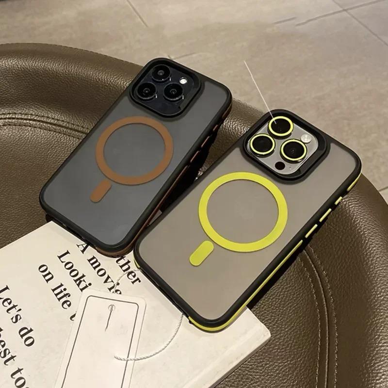 Роскошный матовый бронированный чехол для телефона для iPhone 16 15 14 11 12 13 Pro Max Plus для Magsafe Магнитный бампер Задние чехлы Обложка Funda Coque