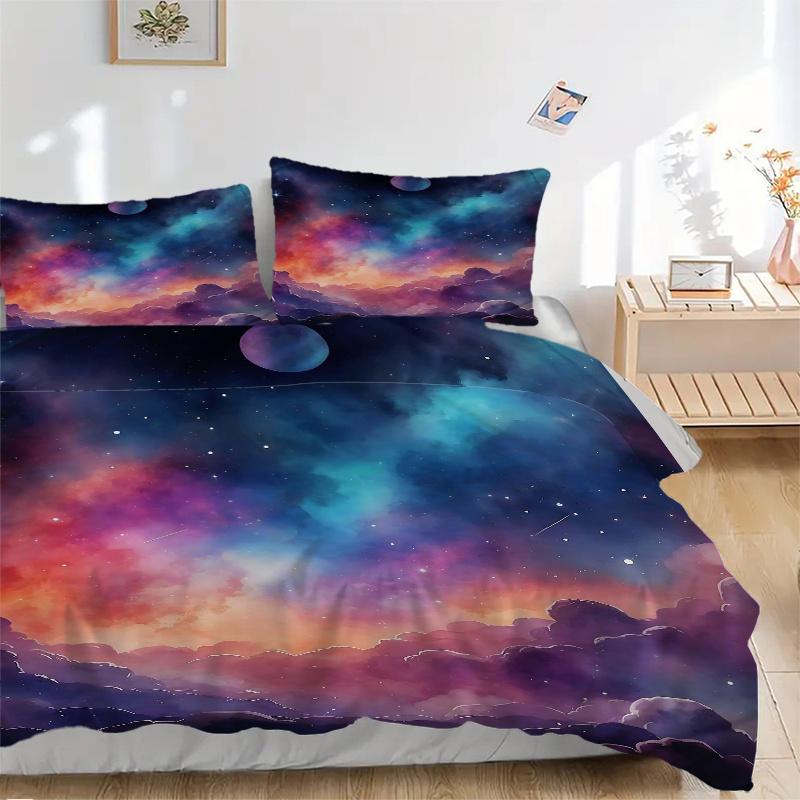 3pcs Starry Night Sky Quilt Cover Set, Soft and Cozy Bedroom
