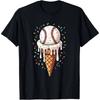 Baseball Drip Boys Ice Cream Cone Drip Baseball Hort Sleeve T-shirt Men and Women's Cotton T-Shirt