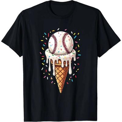 Футболка Baseball Drip Boys Ice Cream Cone Drip Baseball с коротким рукавом, мужская и женская хлопковая футболка