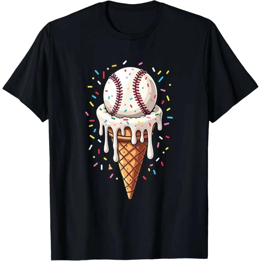 Футболка Baseball Drip Boys Ice Cream Cone Drip Baseball с коротким рукавом, мужская и женская хлопковая футболка
