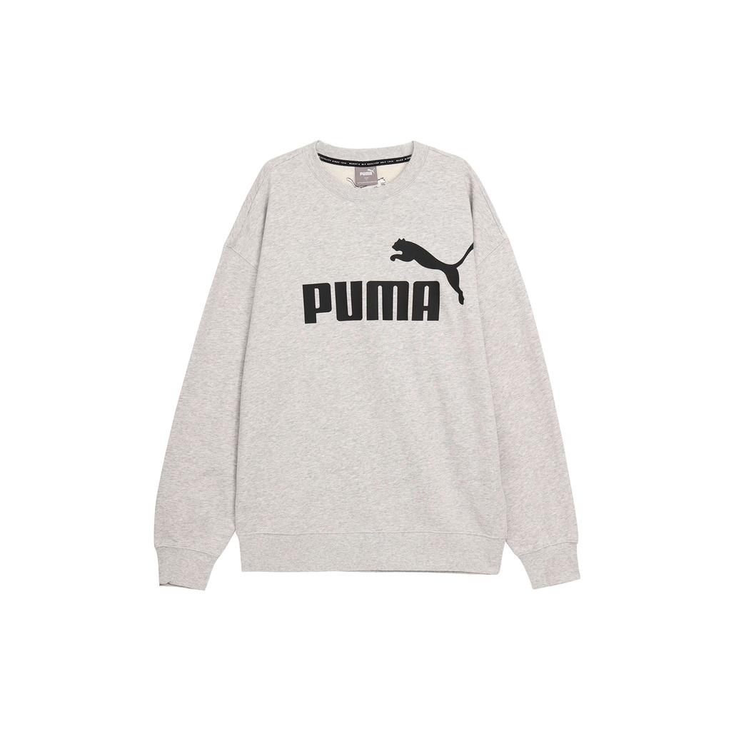 Puma Logo Printed Knit Sports Crewneck Pullover American Vintage Sweatshirt Unisex Sweatshirt Gray 675024-04