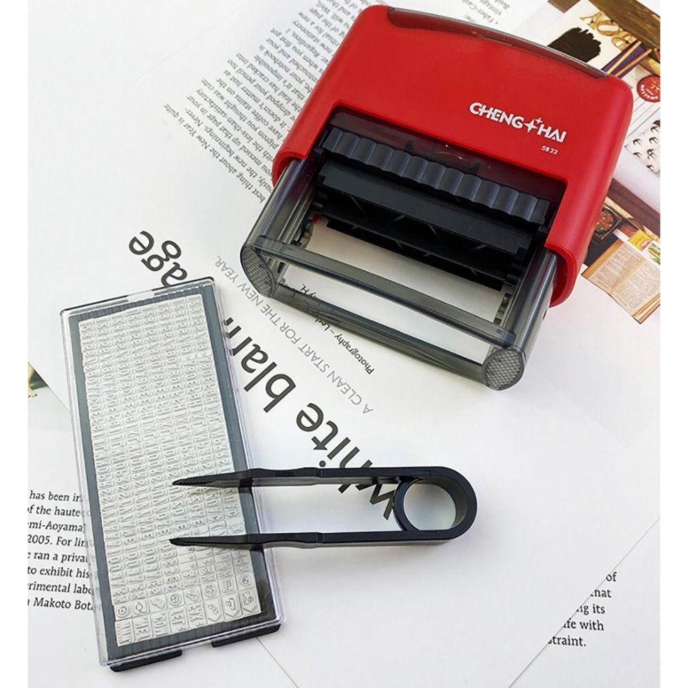 Automatic Ink Return DIY Stamp Kit Red Black Movable Type Spelling Stamp  For Business Use