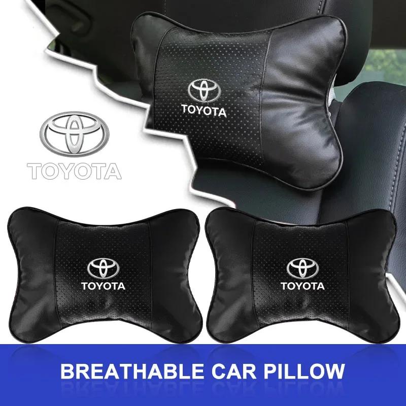 1/2Pcs Leather Car Interior Seat Headrest Neck Pillow Car Accessories For Toyota GR Camry Corolla Yaris Chr Auris Avensis T25