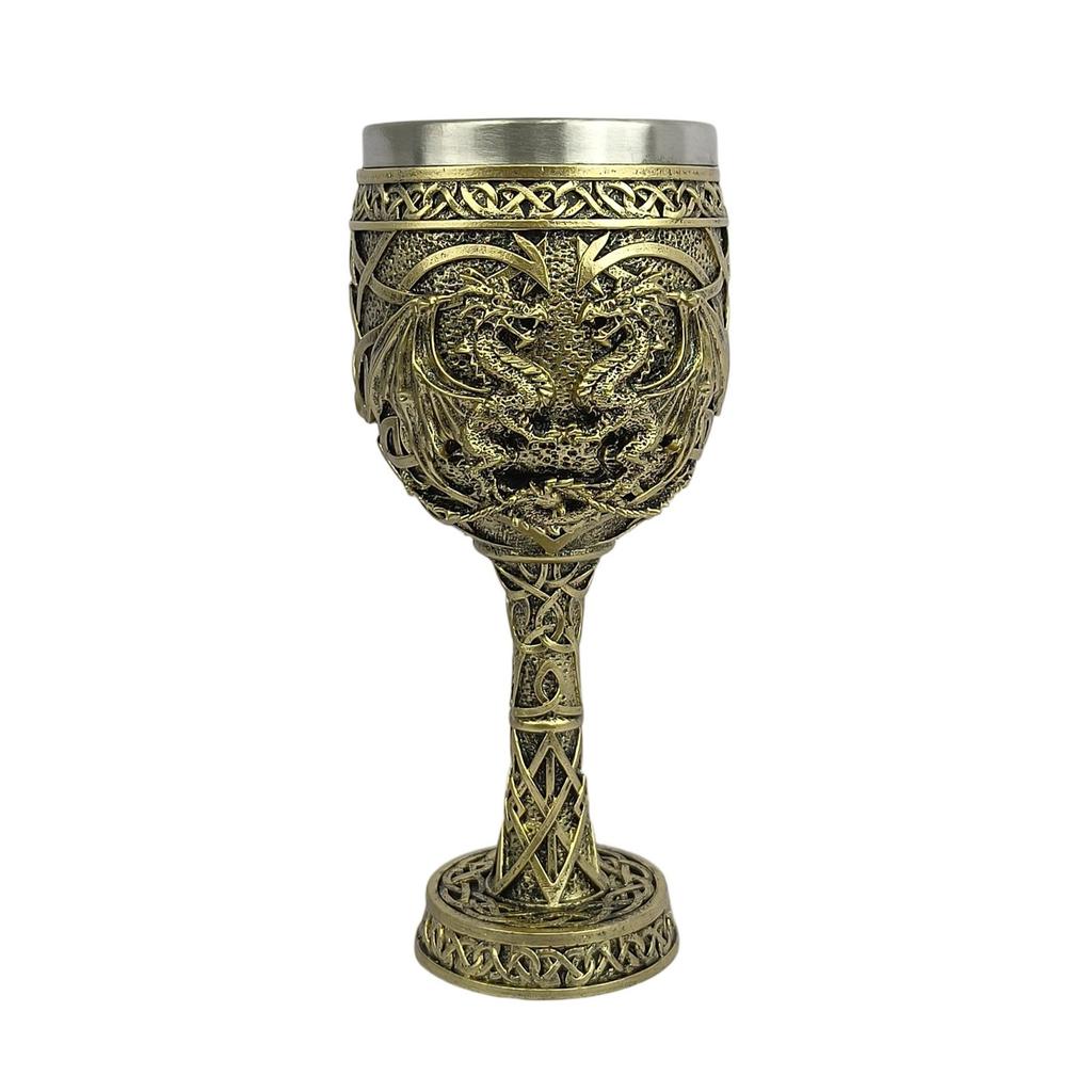 Бокал для вина в форме дракона, бокал из смолы с драконом, готический бокал для вина, чашка для питья из нержавеющей стали, подходит для вечеринки (Емкость 200 мл)