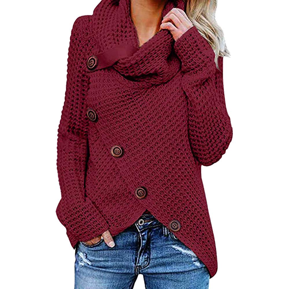 Women's autumn and winter long-sleeved versatile knitted sweater top multi-color