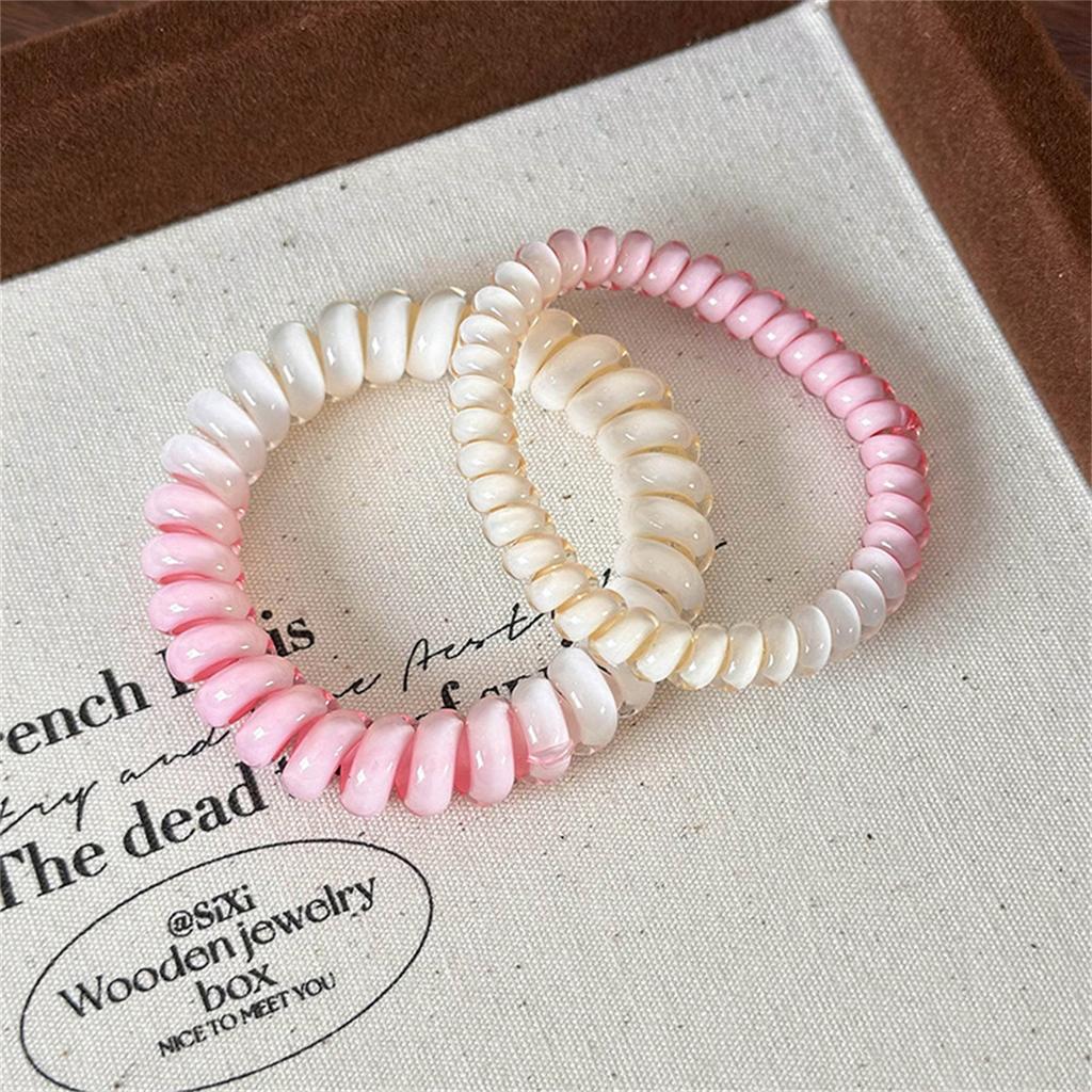 Набор из 2 штук Резинки-скранчи для телефонного шнура, Спиральные резинки для волос, Градиентный цвет, Резинка, Эластичная повязка для волос, Аксессуары для волос