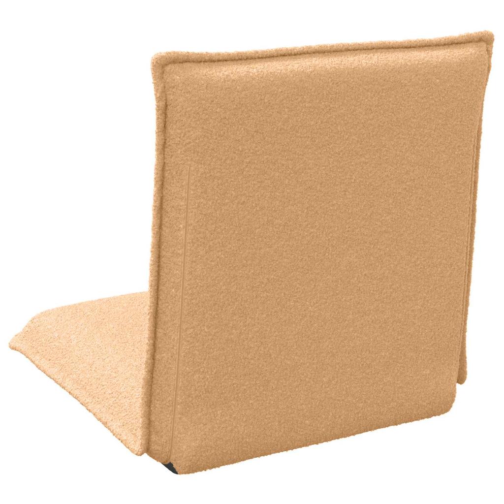 Adjustable Floor Footstool Beige Shag Fabric