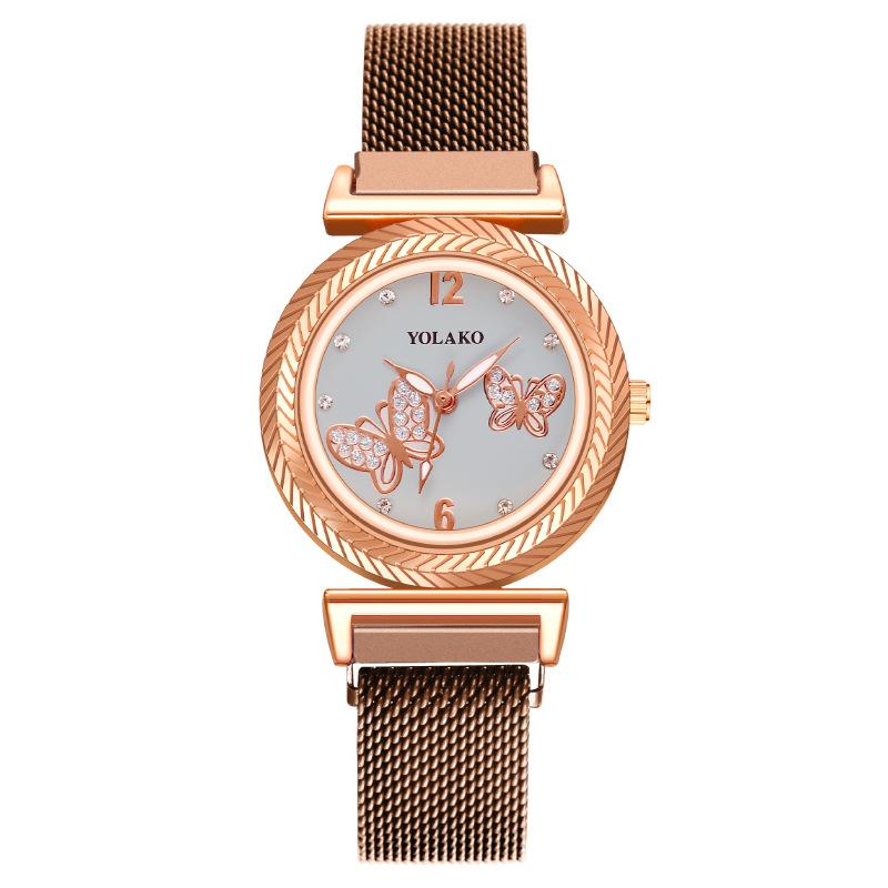 Обработка на заказ женские часы с бриллиантами в форме бабочки женские часы Milan с железным магнитом кварцевые часы магнит
