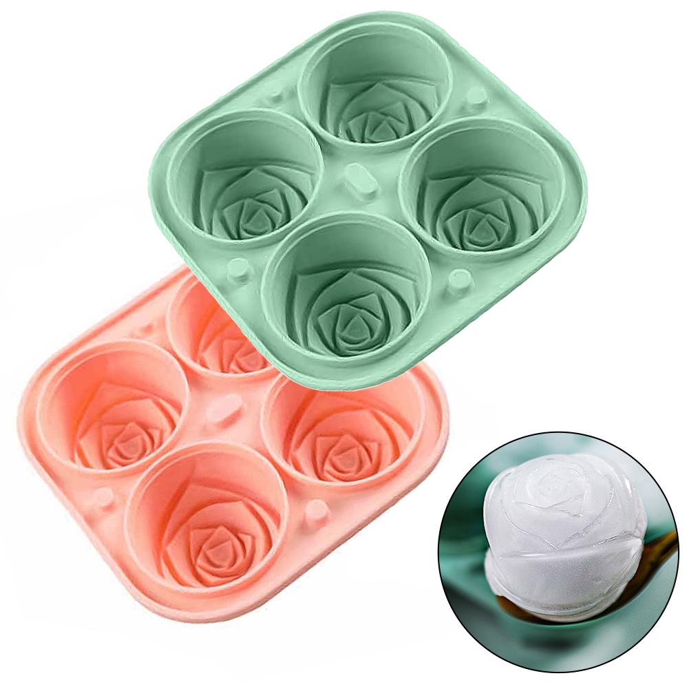 3D Роза Формы для льда Большие лотки для кубиков льда Сделайте 4 гигантских милых формы цветка