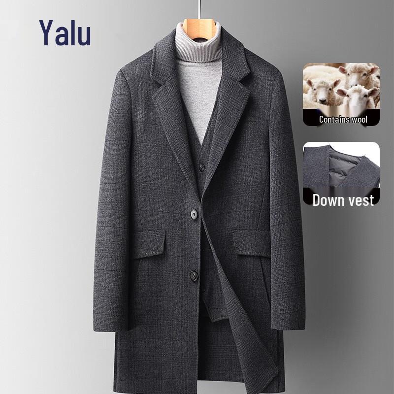 Мужское двустороннее пальто Yalu EY в клетку из смесовой шерсти