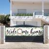 Sumind Welcome Home Banner Large Welcome Home Sign Decorations with Rope Hanging Seasonal Spring Flower Garland Grass Backdrop for Housewarming Party