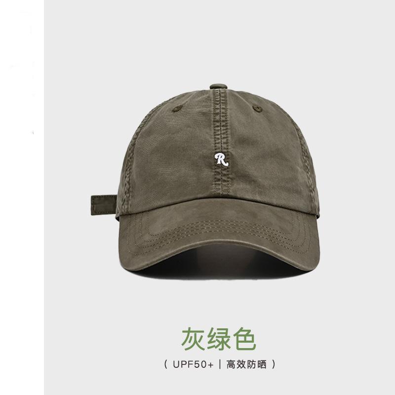 R Standard Embroidered Soft-top Baseball Cap for Women, Small Face, Summer Visor Hat for Men, Four-season Deep Top Cap