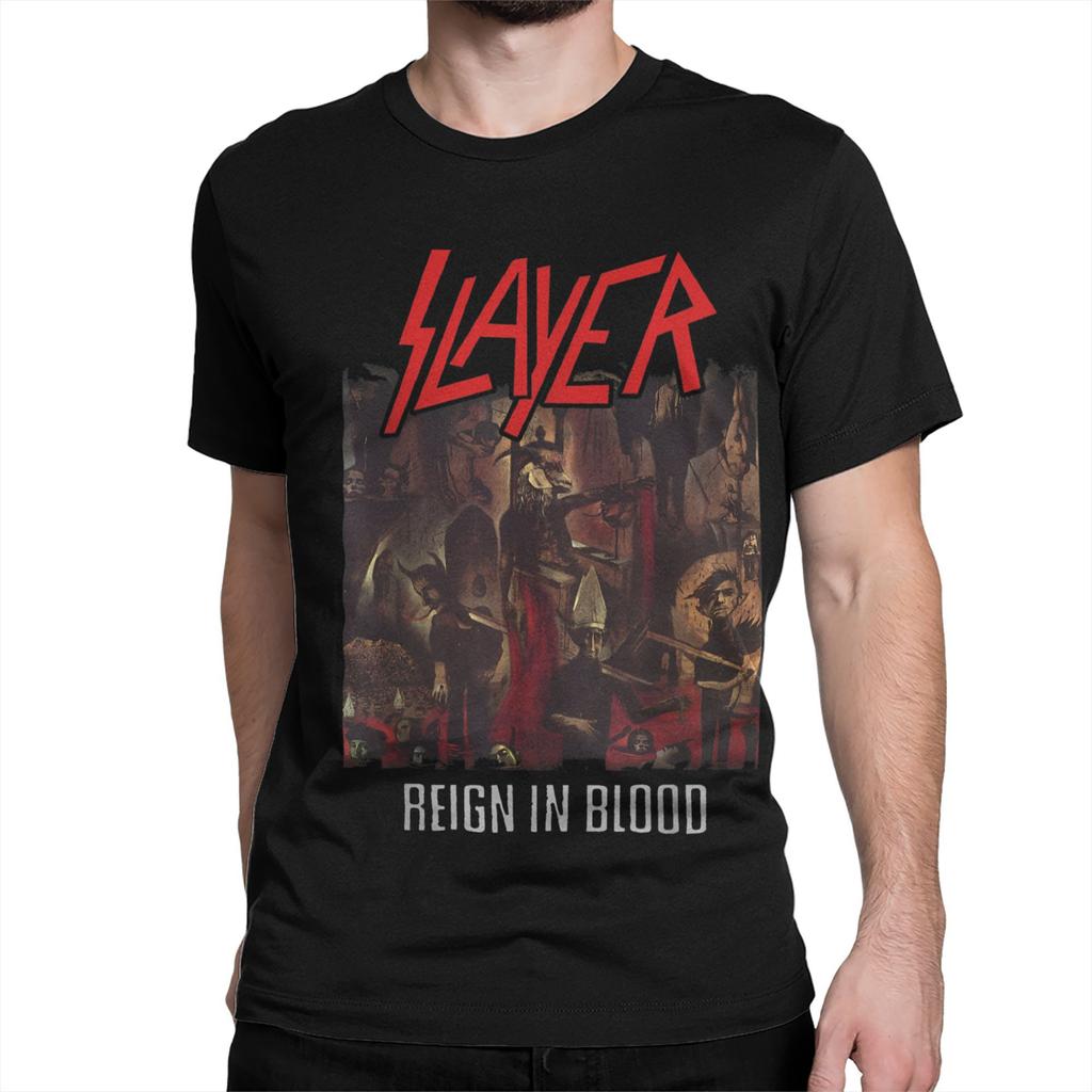 Novelty Hell Awaits 35th Anniversary 1980s Metal Band T-Shirts Men Women's Cotton T Shirts Slayer Band Tee Shirt Summer Clothing