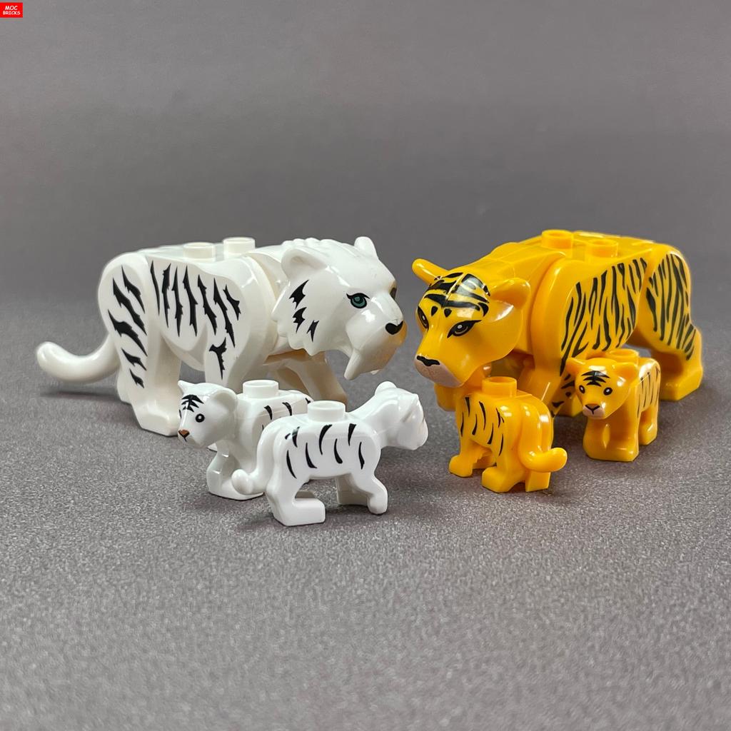 MOC Кубики Животные Маленькие Тигры Саблезубый Тигр Строительные Блоки Собранные Частицы Детские Игрушки