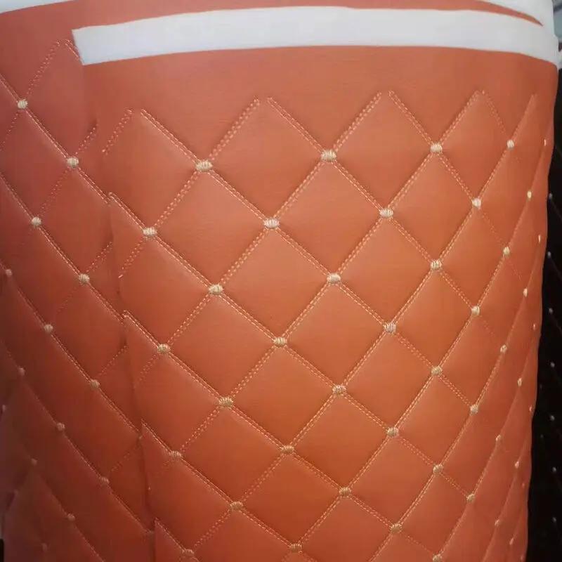 Thick Sponge Quilted Faux Leather Fabric Embroidered Car Interior Material Craft Upholstery Fabric Diamond Argyle Sewing New