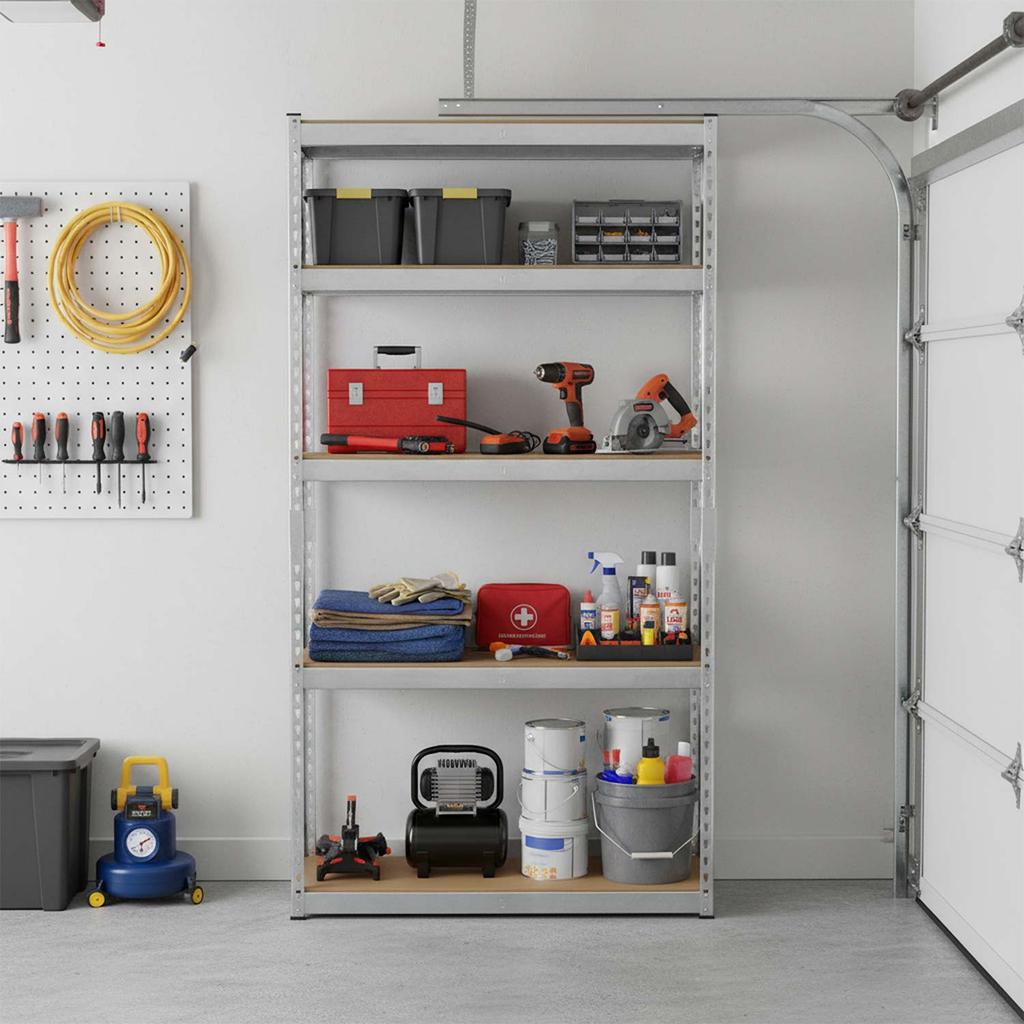 Metal Storage Shelf 183 X 90 X 40 Cm Humberg Hr-853 Silver