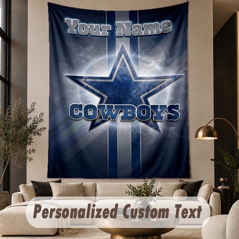 Custom Text Tapestry Dallas Cowboys Print Wall Tapestry Indoor Living Room Wall Decor