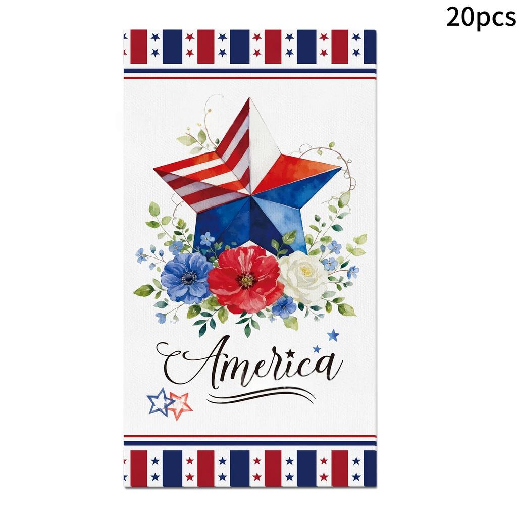 20Pcs 250th American Independence Napkins, Dinner Paper Dining Table Decor for Birthday Party United States Party Supplies
