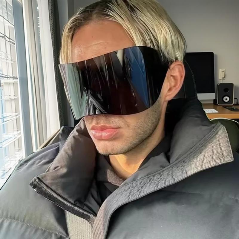 Non-polarized Oversized Rimless Sunglasses Women for Men Punk Sun Glasses Bird Nose Masked One Piece Cyberpunk Eyewear